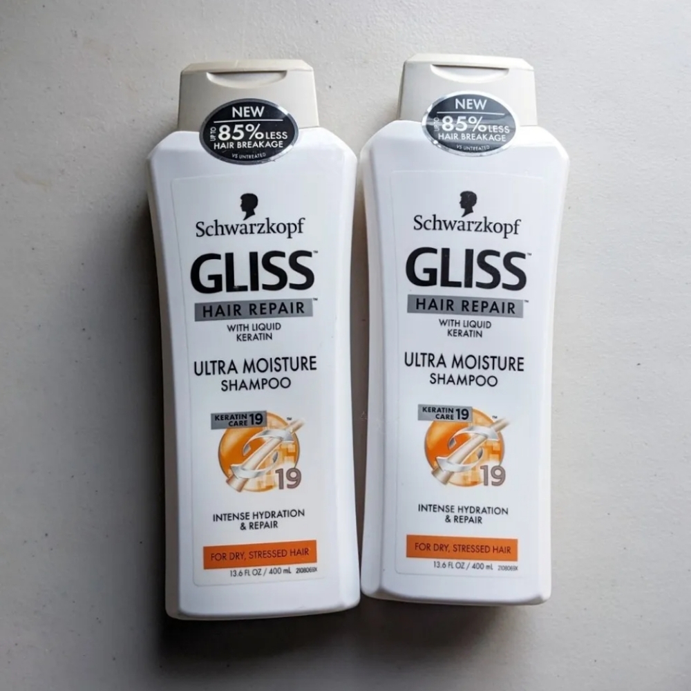 (2) Schwartkopf GLISS Hair Repair Ultra Moisture Shampoo Liquid Keratin 13oz NEW